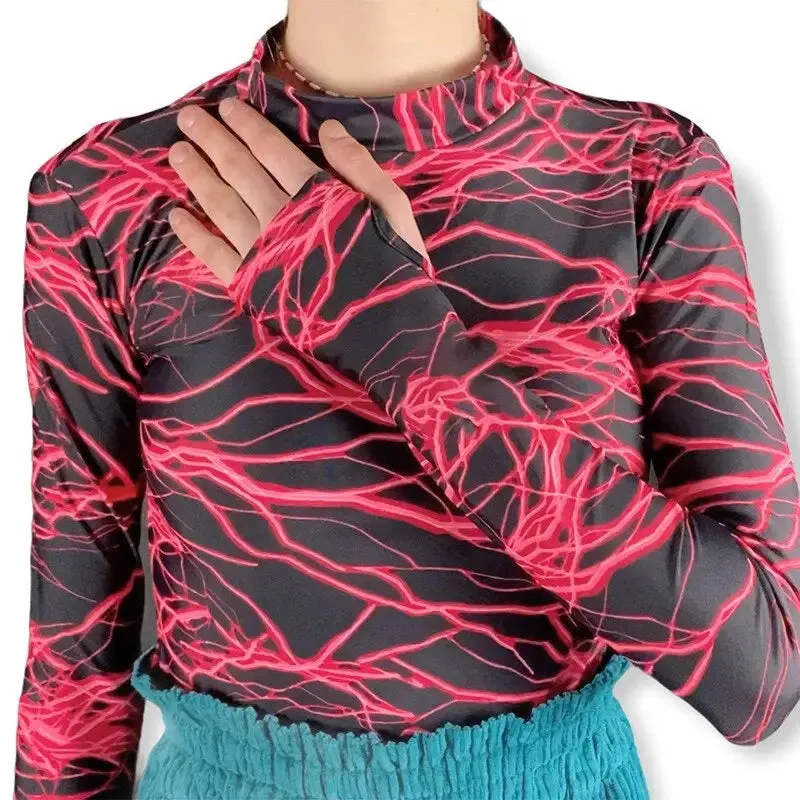 Aesthetic Thunder Turtle Neck Long-Sleeve Top