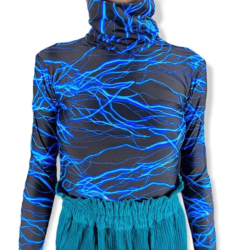 Aesthetic Thunder Turtle Neck Long-Sleeve Top
