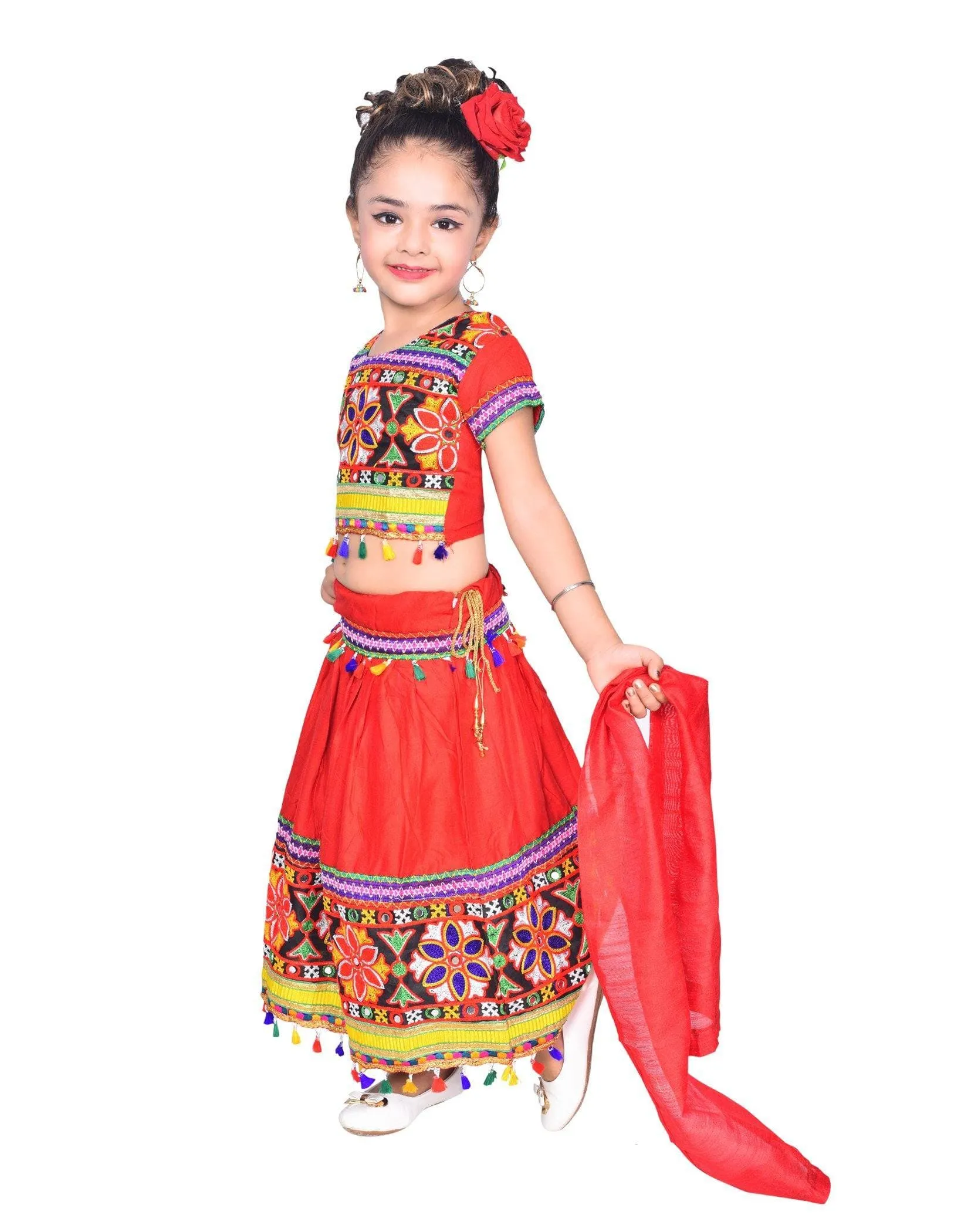 Ahhaaaa Kids Ethnic Cotton Blend Radha Dress Lehenga Choli Chania Choli Set Baby Girls