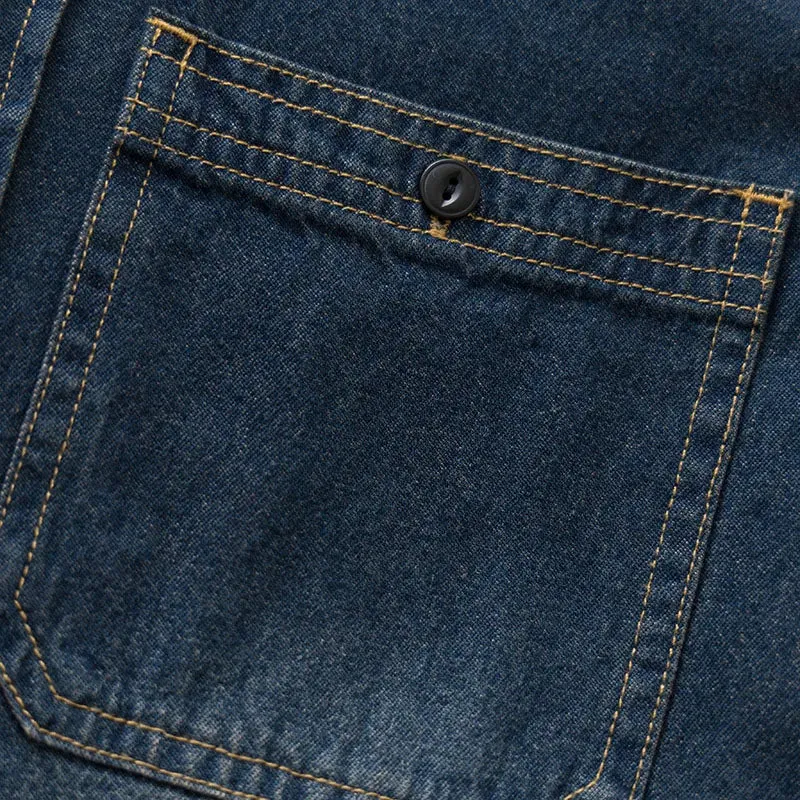 Aidase American Vintage Washed Denim Shirts for Men High Quality 100% Cotton Workwear Tough Guys Autumn Long Sleeve Male Tops