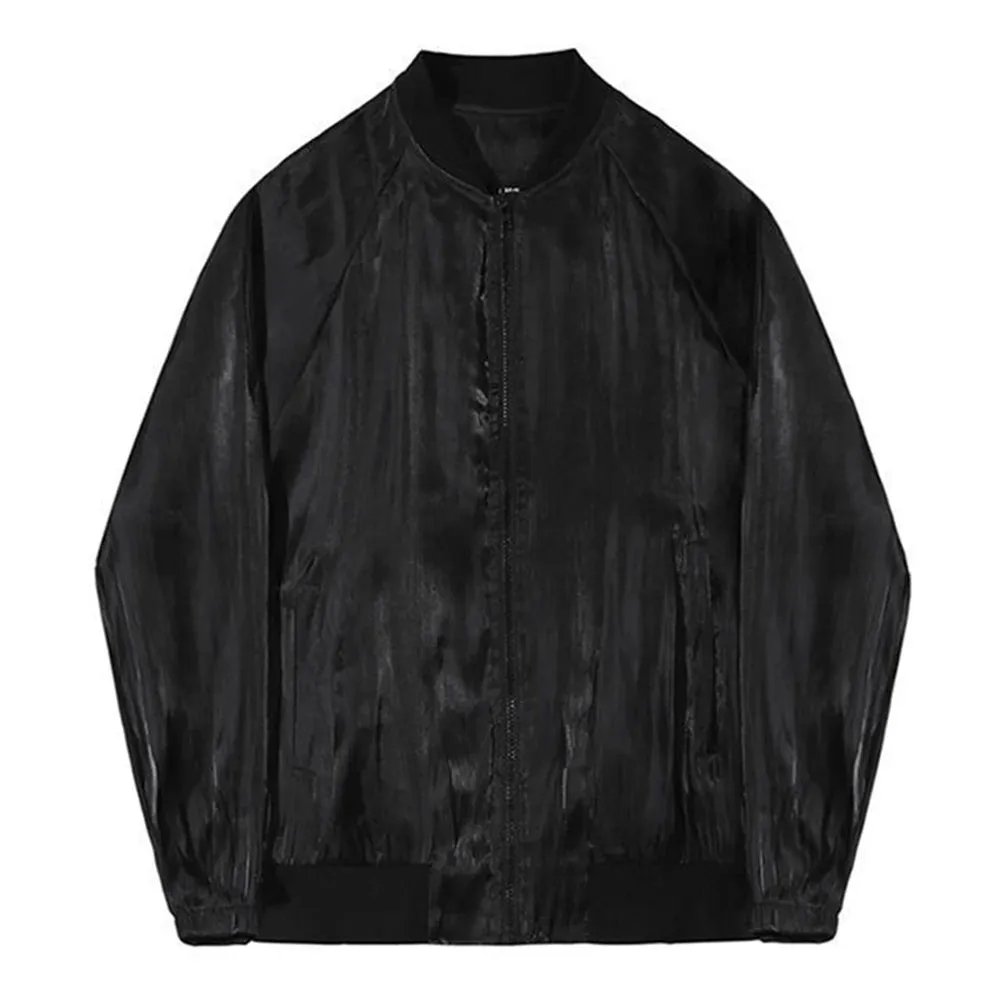 Aidase Mens Casual Satin Jacket Genderless 2024 Spring Summer New Fashion Thin Breathable Simple Soft Solid Color Jacket Unisex