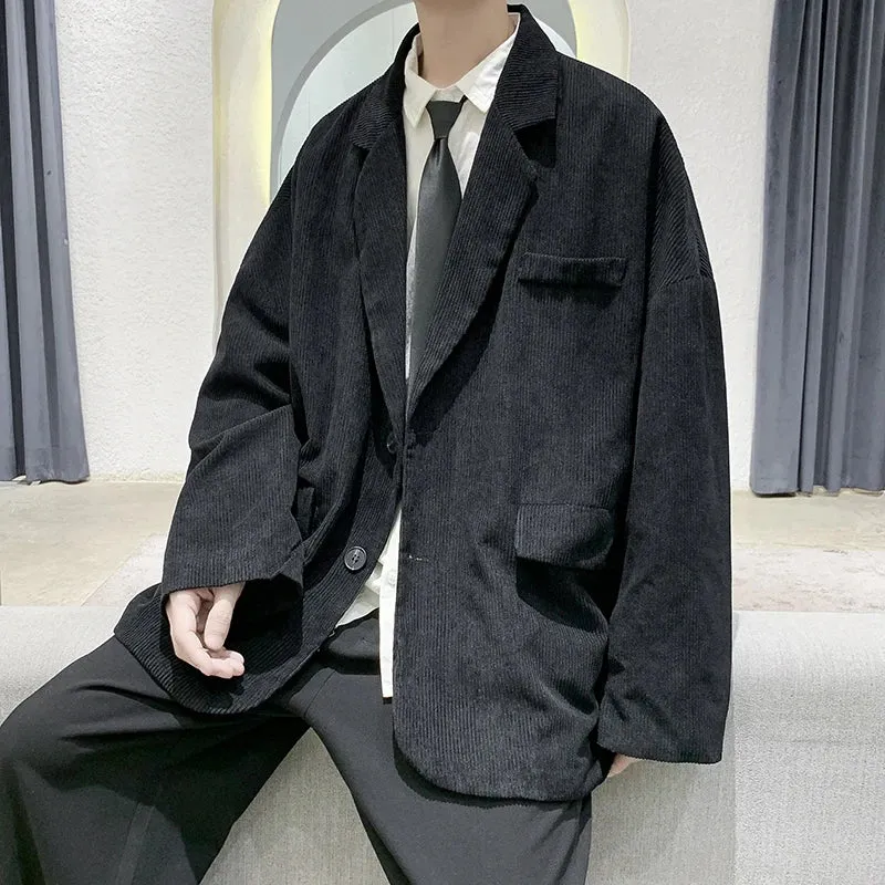 Aidase New Men's Academic stylec Long Sleeves Casual Cotton Blend Loose Single Breasted Suit Jacket Coat Solid Color Blazers Oversize