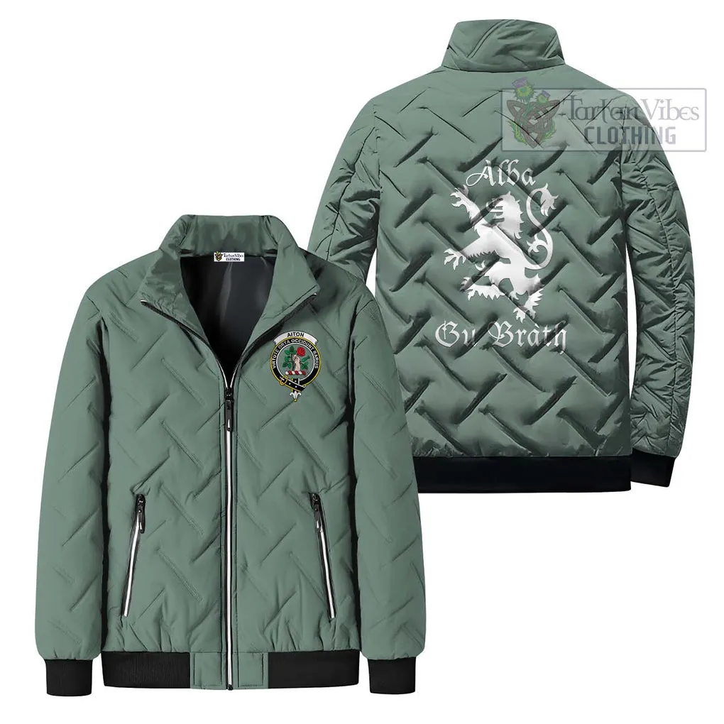 Aiton Family Crest Padded Cotton Jacket Lion Rampant Alba Gu Brath Style