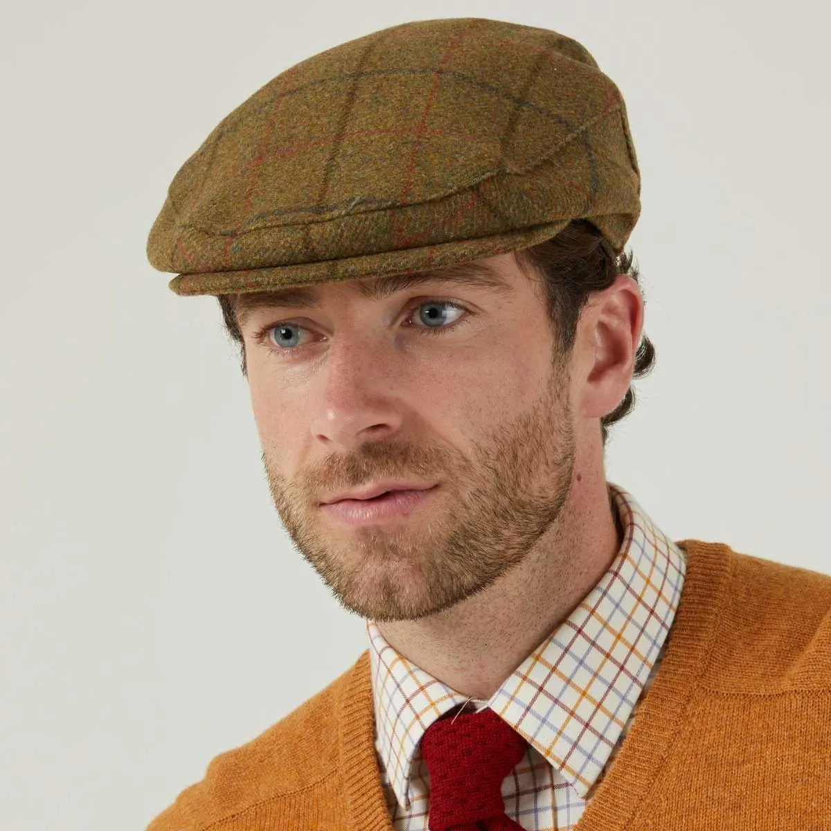 ALAN PAINE Combrook Mens Tweed Flat Cap - Thyme