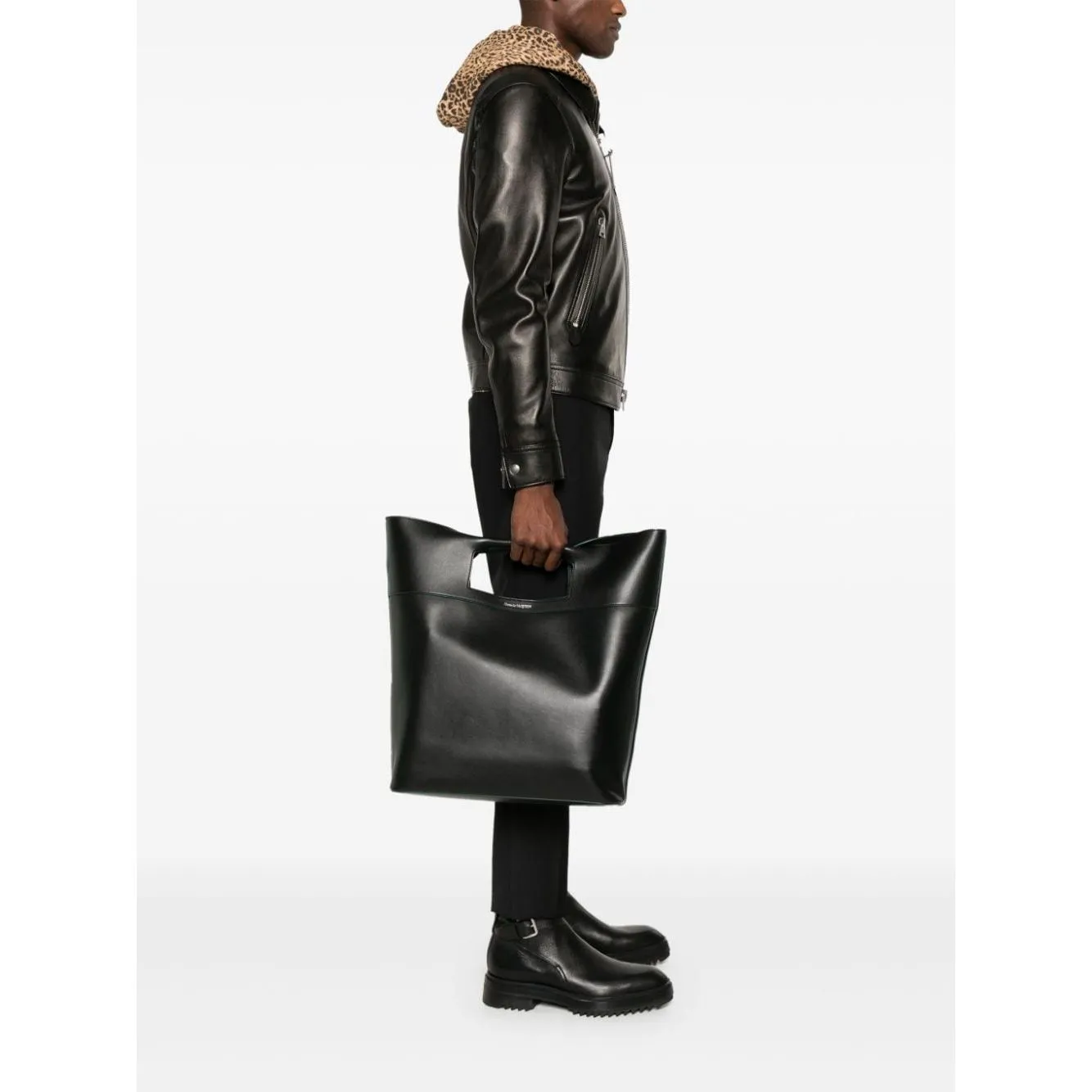 Alexander McQueen leather logo print tote Bag Black