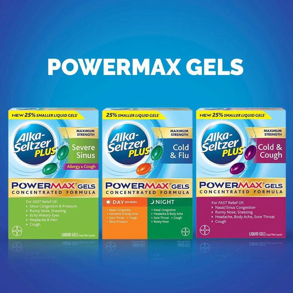 Alka-Seltzer Plus Max Strength Cold & Cough Powermax Gels - 16 Count