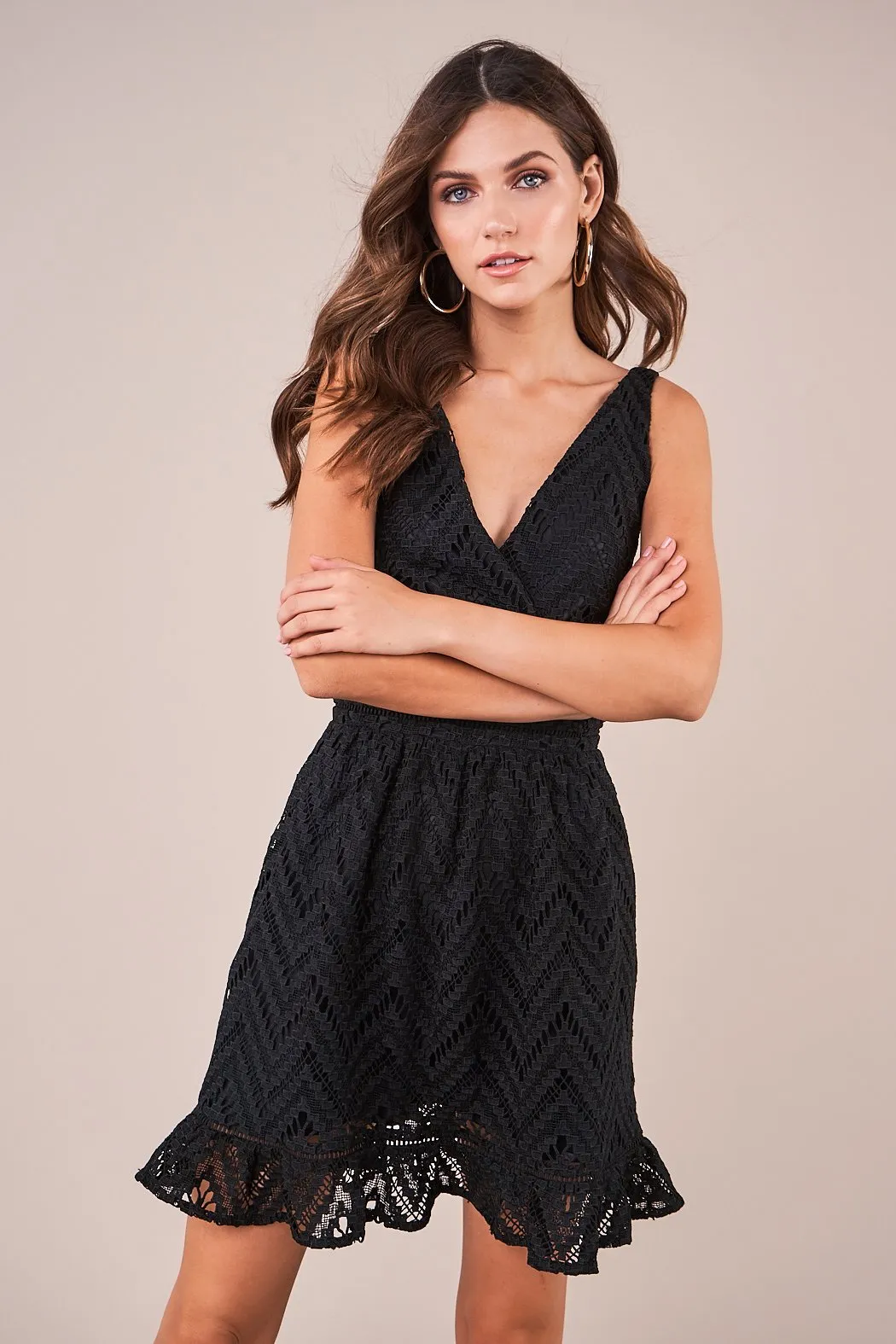 All My Love Plunging Crochet Lace Dress