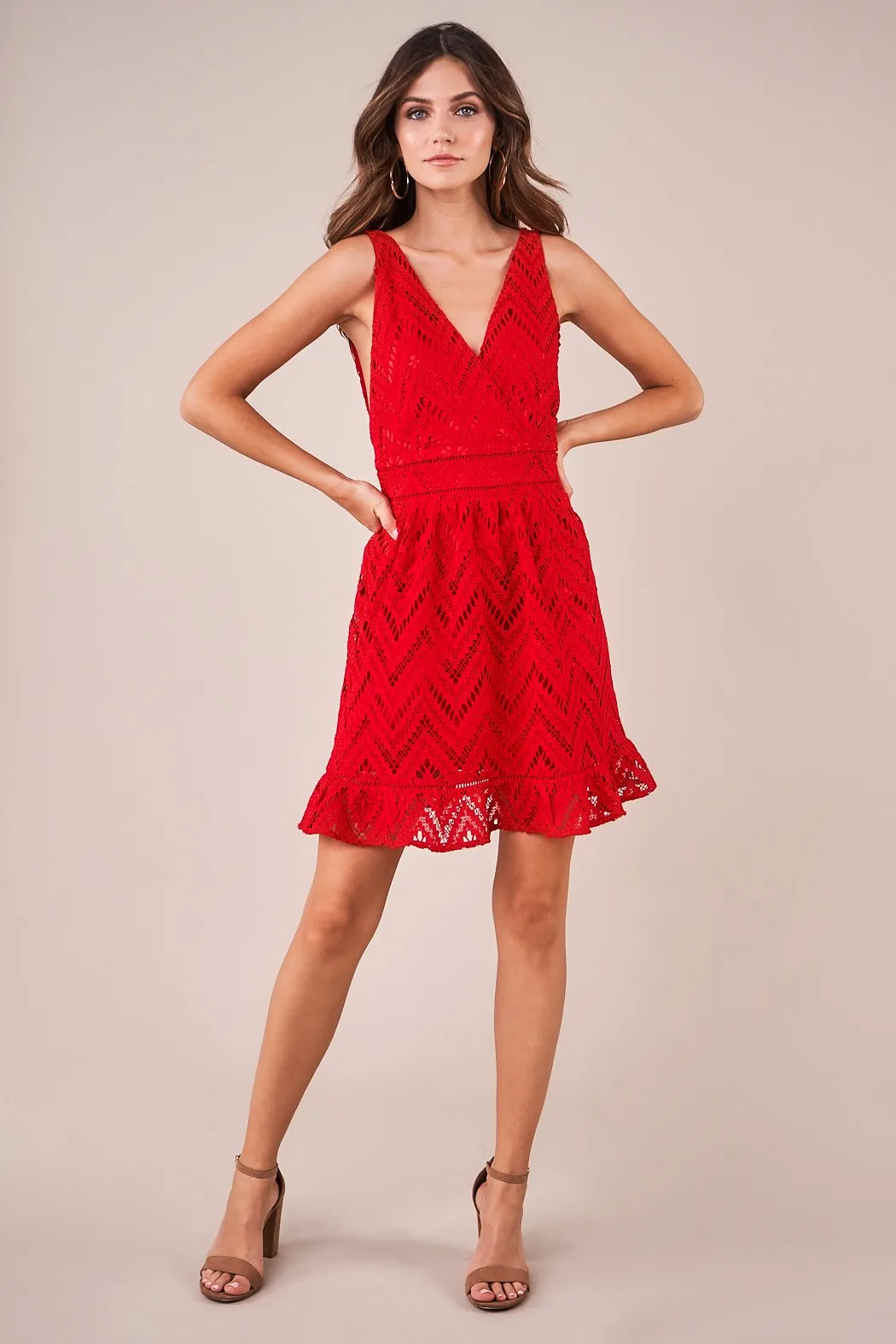 All My Love Plunging Crochet Lace Dress