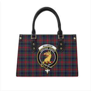 Allison Red Tartan Leather Bag with Family Crest