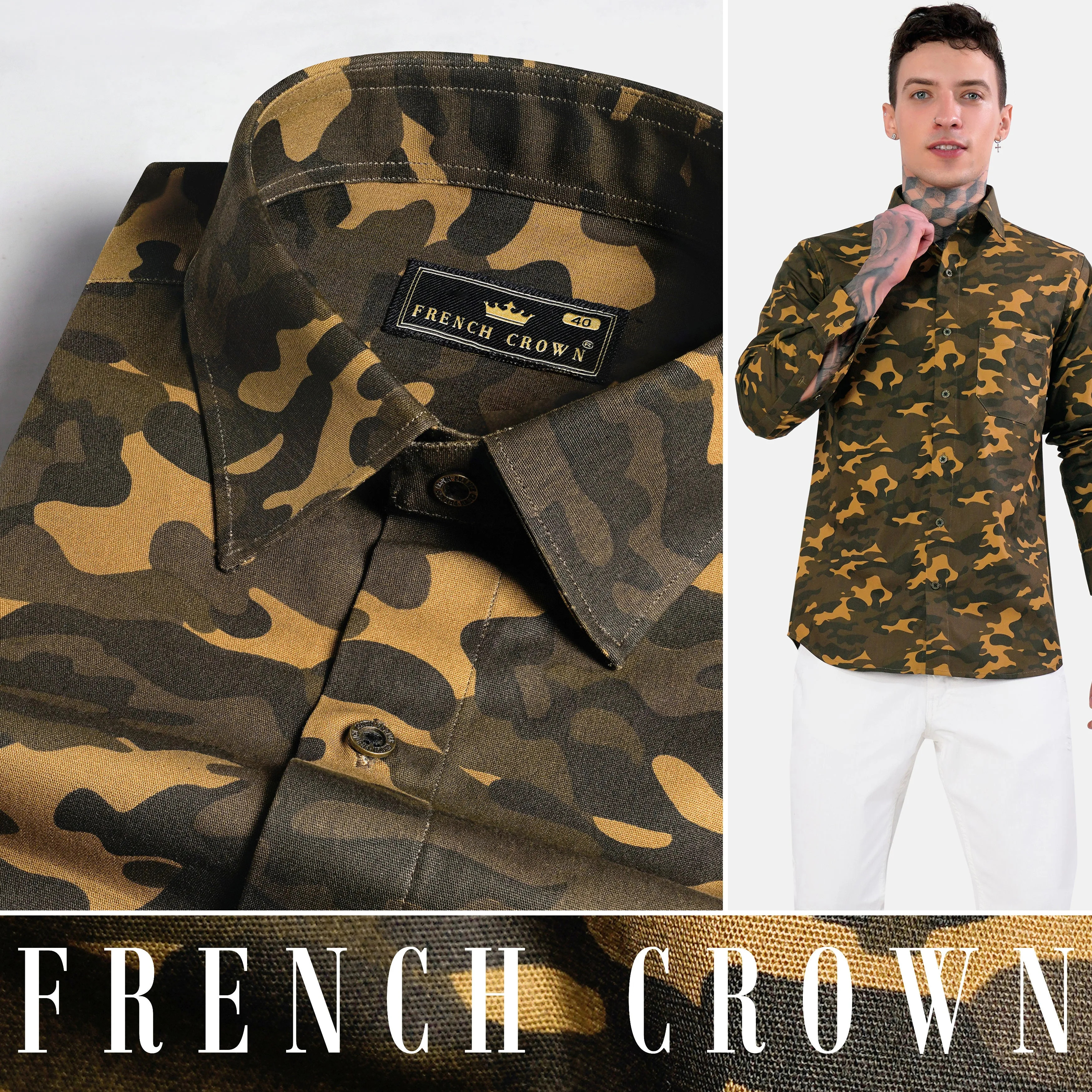 Alpine and Noir Brown Camouflage Royal Oxford Shirt