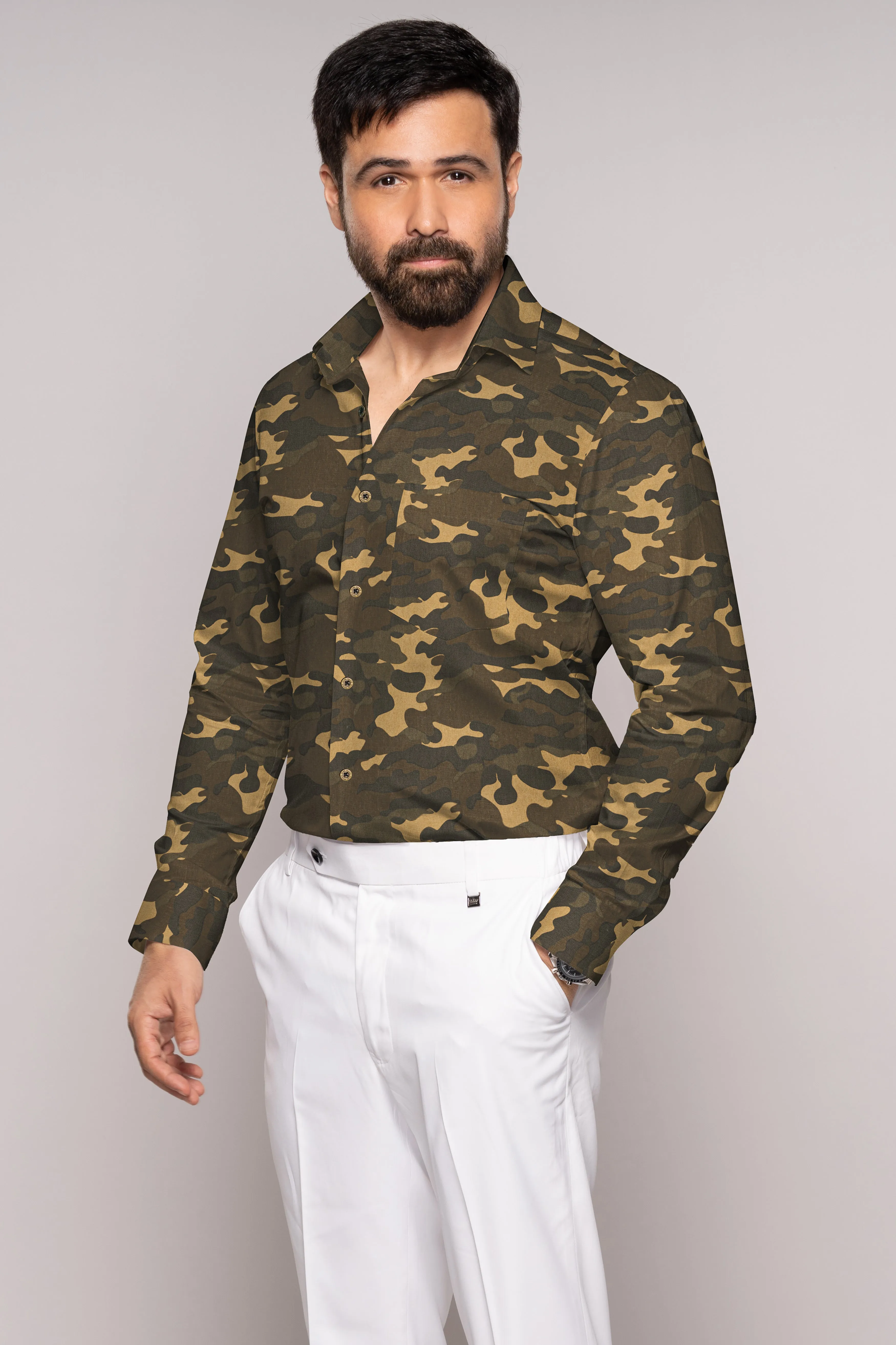 Alpine and Noir Brown Camouflage Royal Oxford Shirt