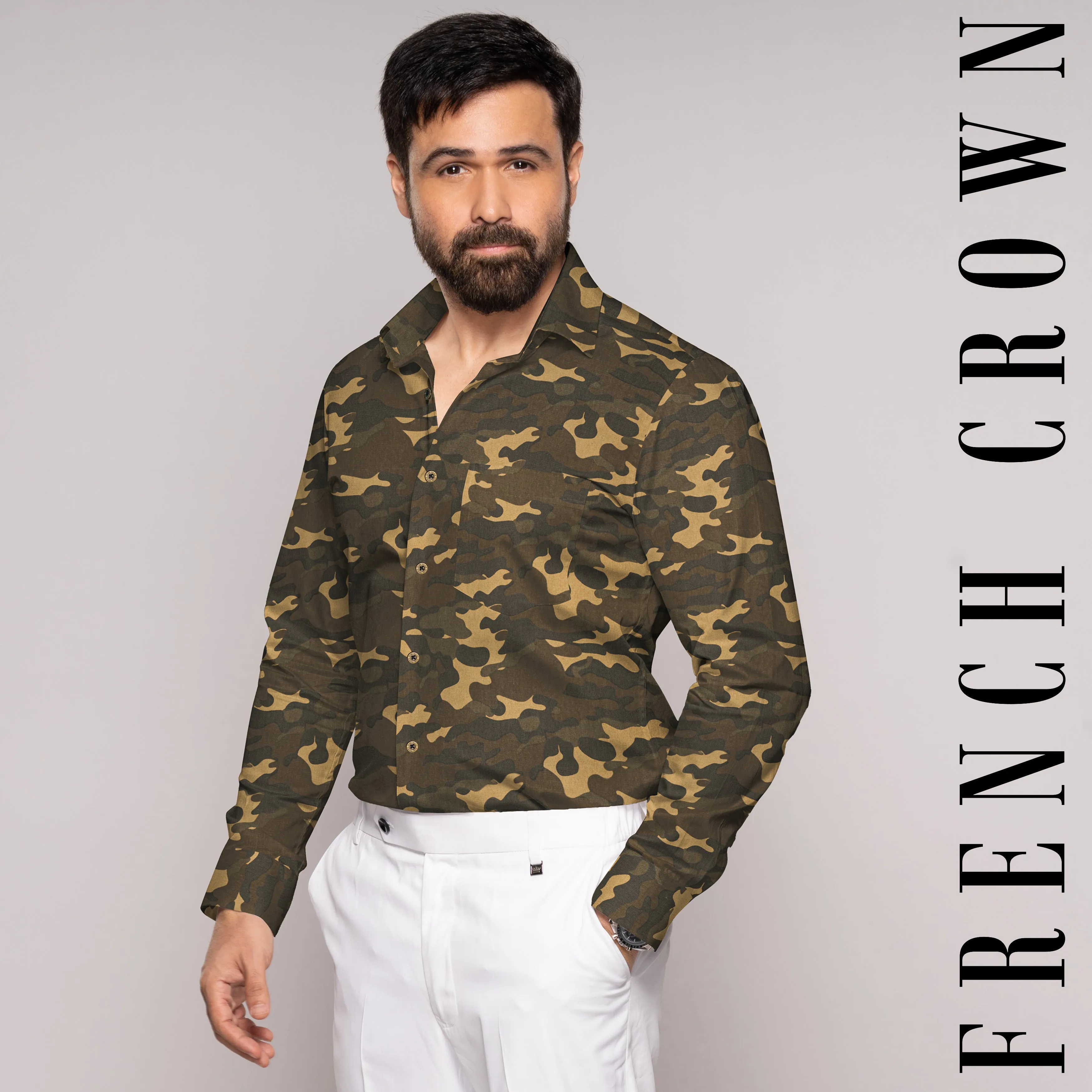 Alpine and Noir Brown Camouflage Royal Oxford Shirt