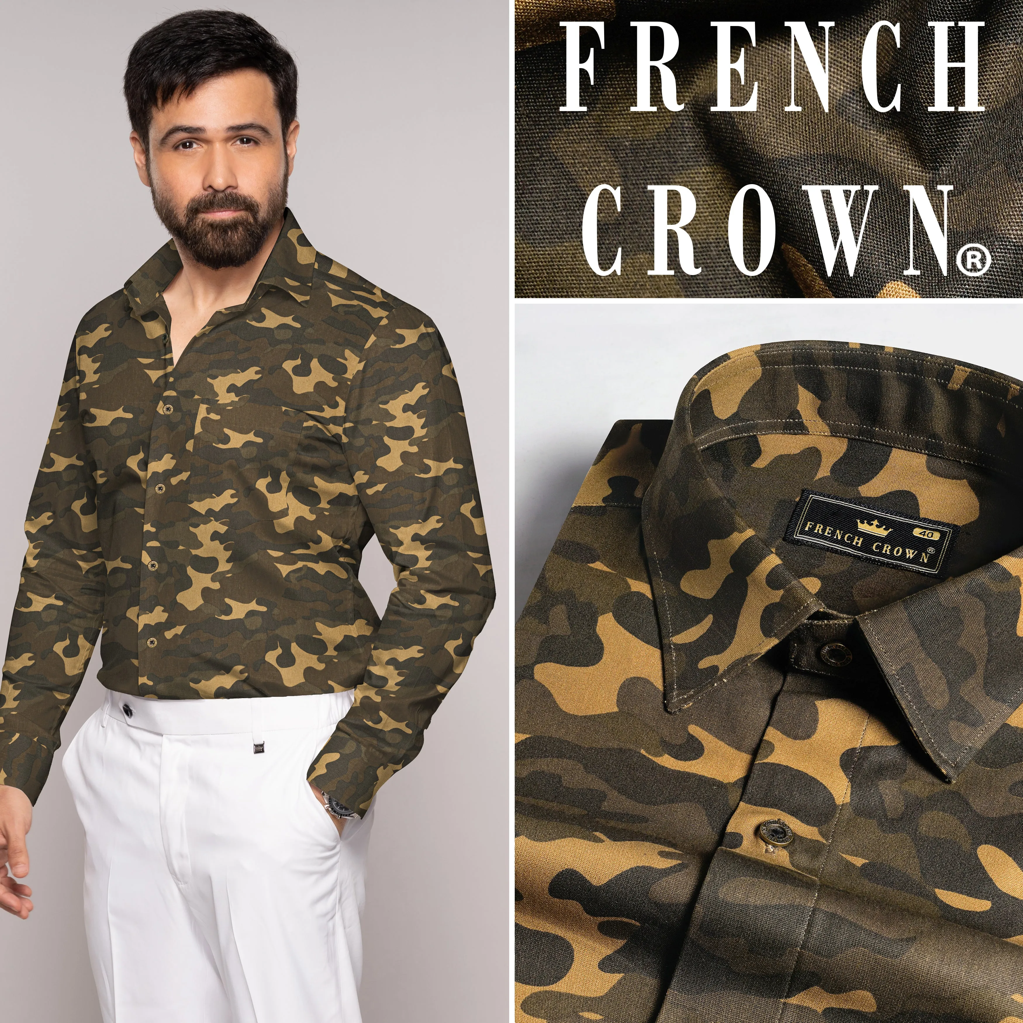 Alpine and Noir Brown Camouflage Royal Oxford Shirt