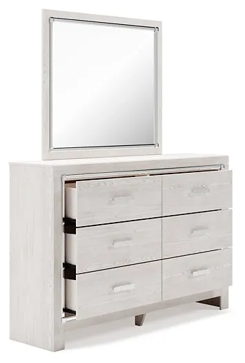 Altyra Queen Upholstered Panel Bed, Dresser, Mirror, and Nightstand