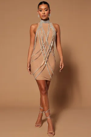Always Sparkling Embellished Mini Dress - Silver