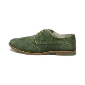 Am Shoe Company Formal Lace Ups Suede Green Colour For Men