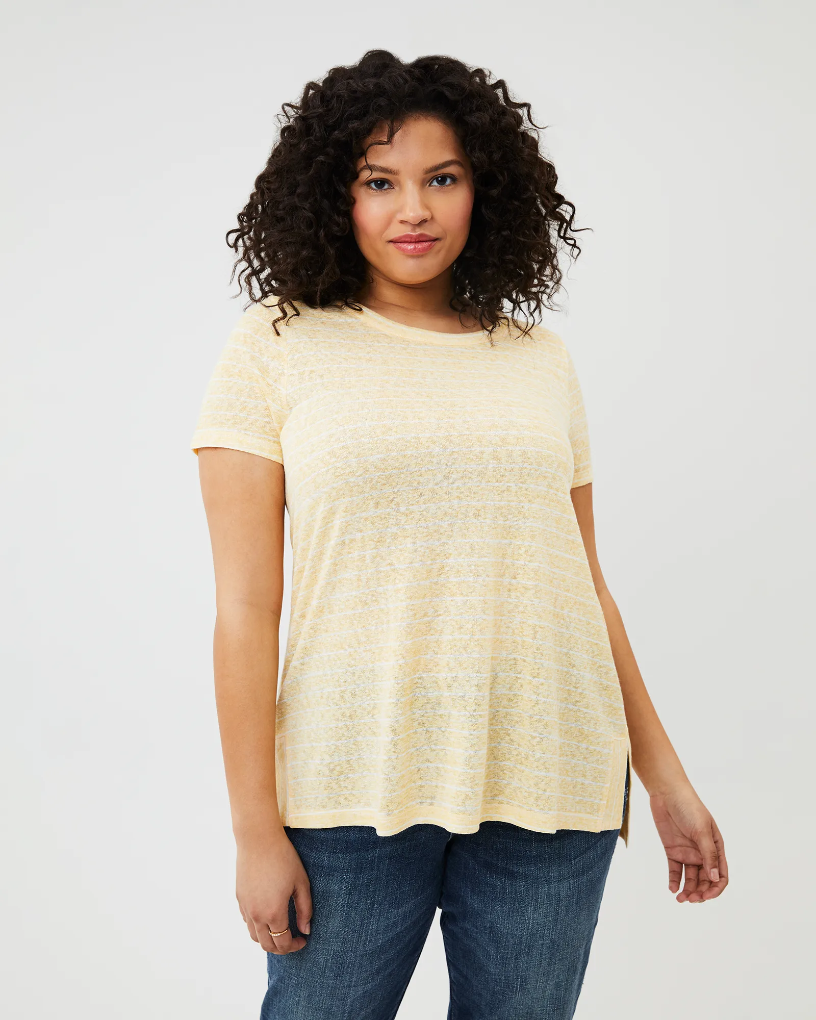 Amanda Striped Tunic Tee | Yellow / Ivory