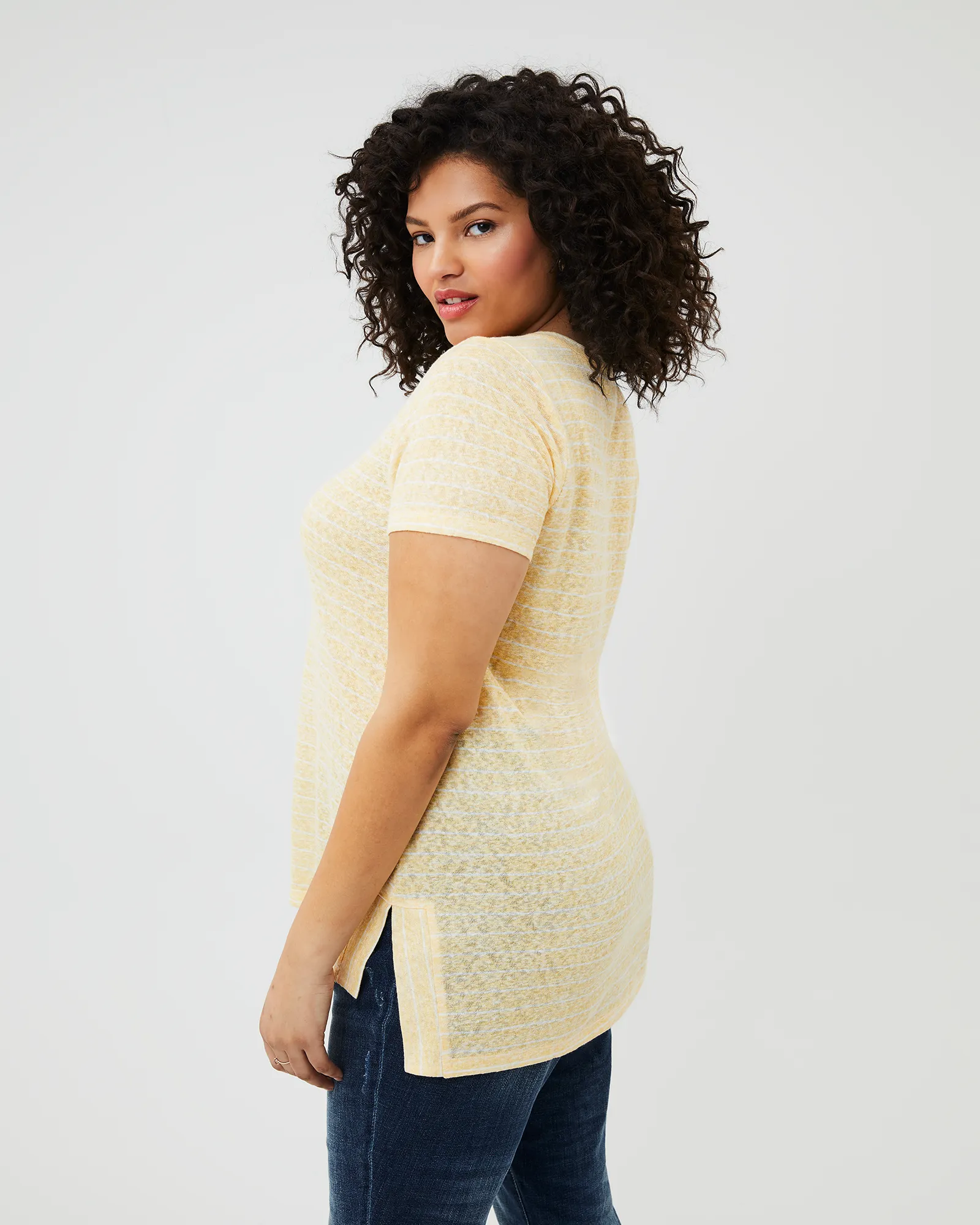 Amanda Striped Tunic Tee | Yellow / Ivory