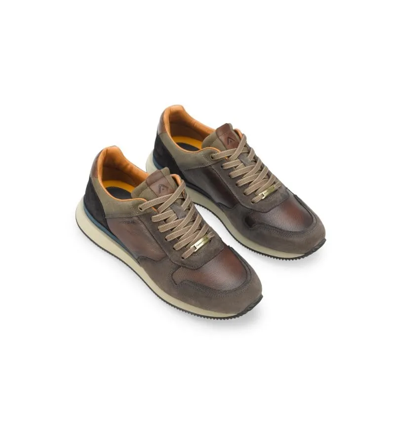 Ambitious Mens Premium Brown Leather Fashion Trainer 13060-7129AM