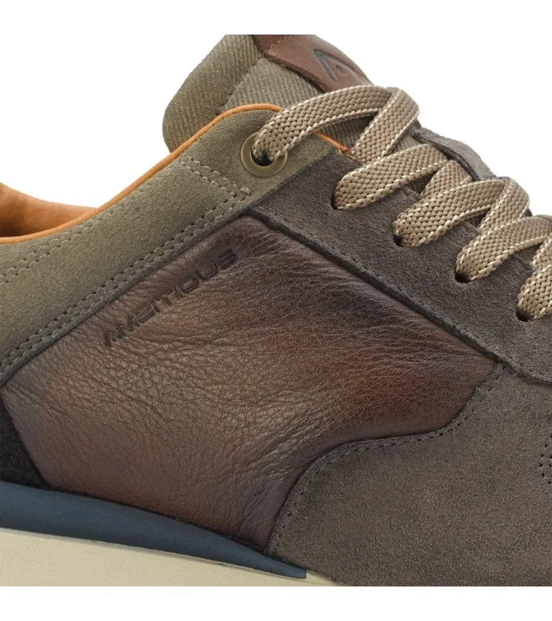 Ambitious Mens Premium Brown Leather Fashion Trainer 13060-7129AM