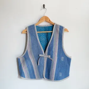 Amelia Vest Cornflower Blue Vertical Stripes XL076