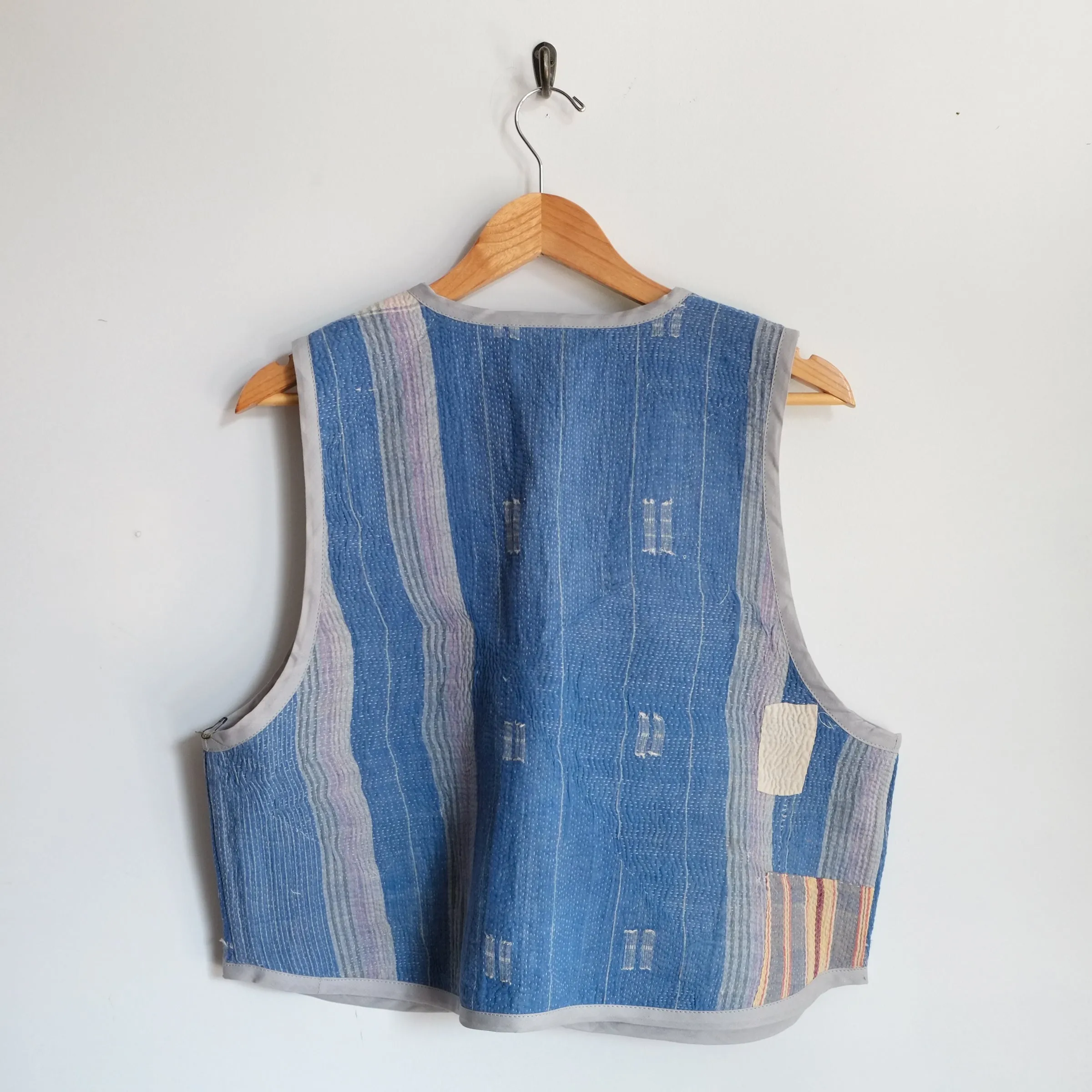 Amelia Vest Cornflower Blue Vertical Stripes XL076