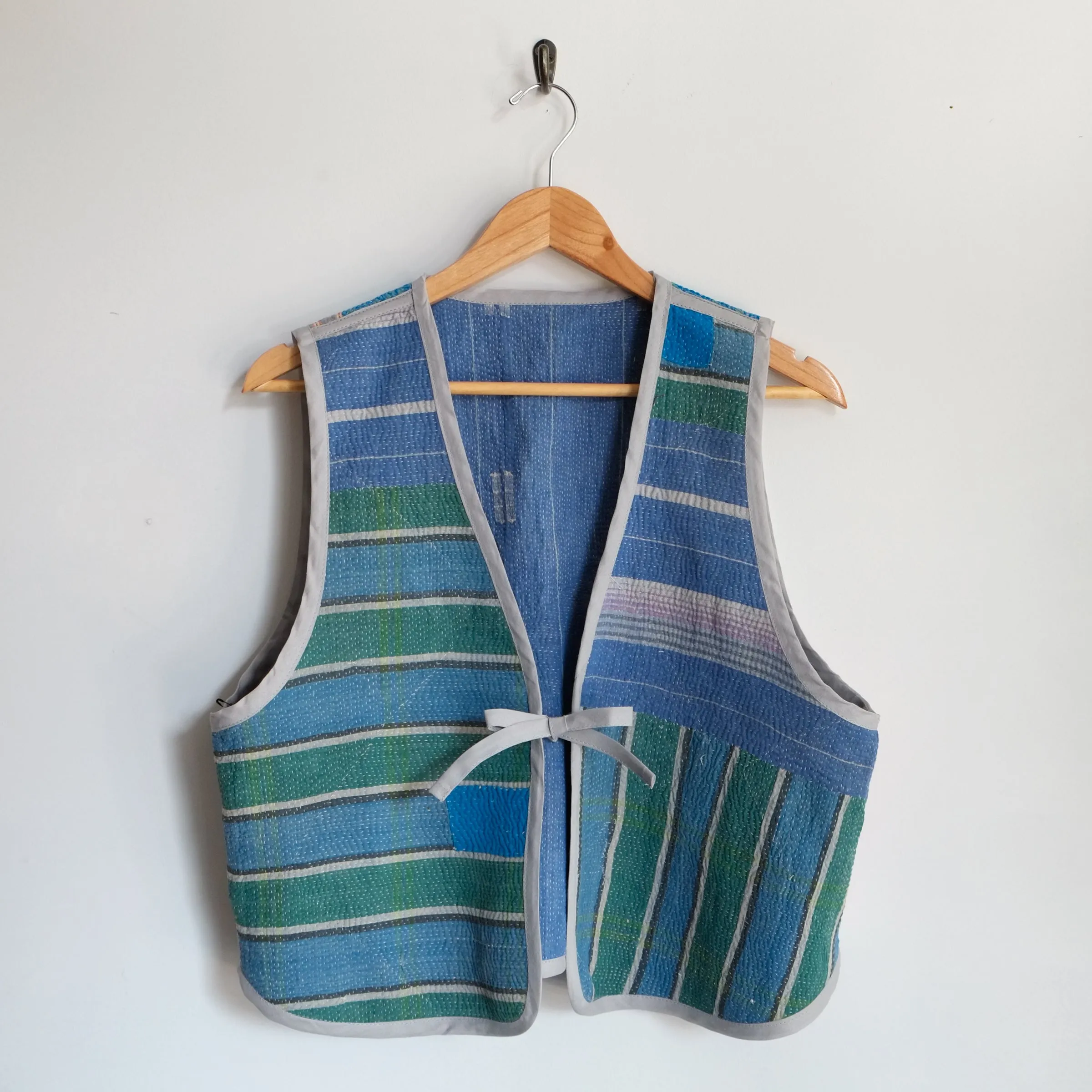 Amelia Vest Cornflower Blue Vertical Stripes XL076