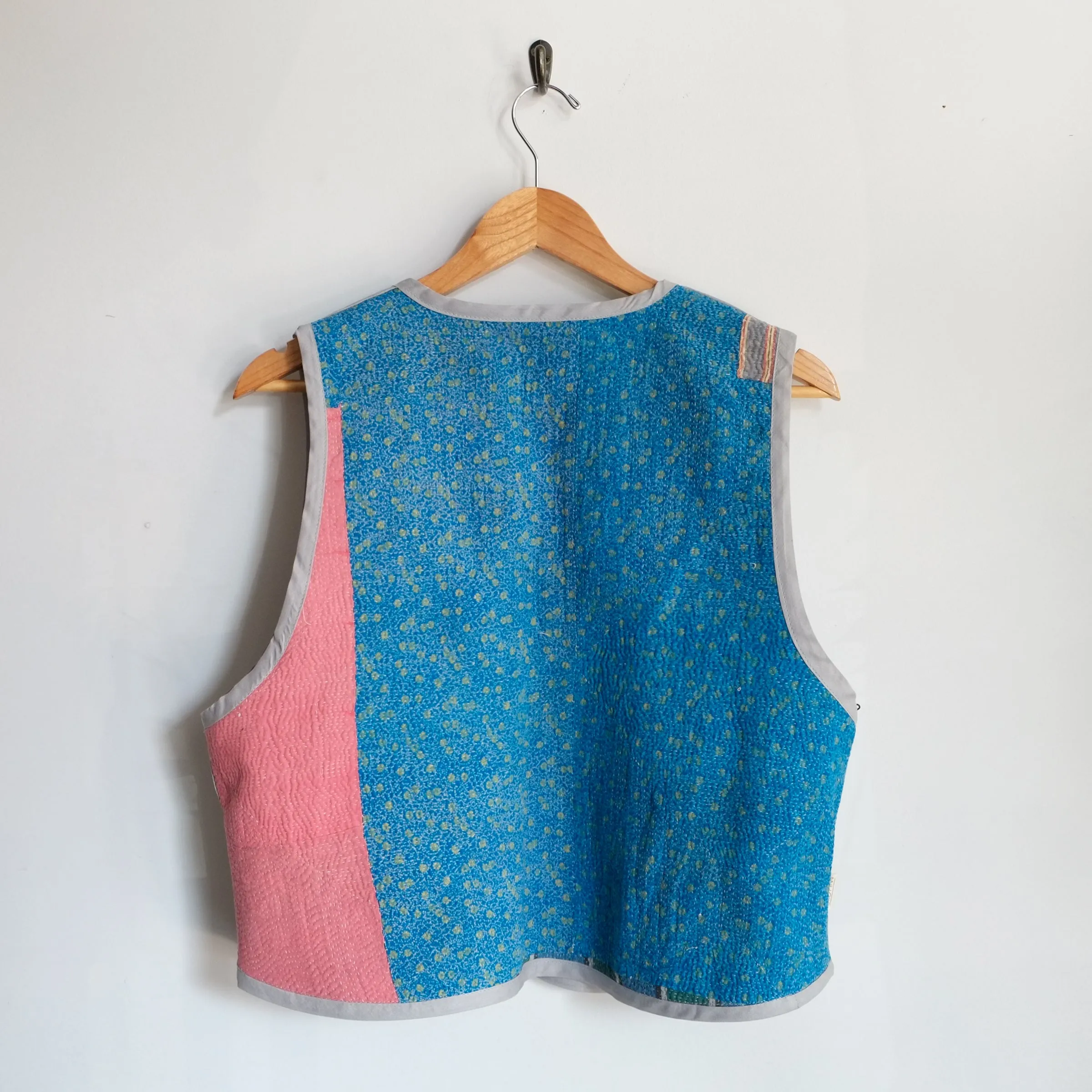 Amelia Vest Cornflower Blue Vertical Stripes XL076