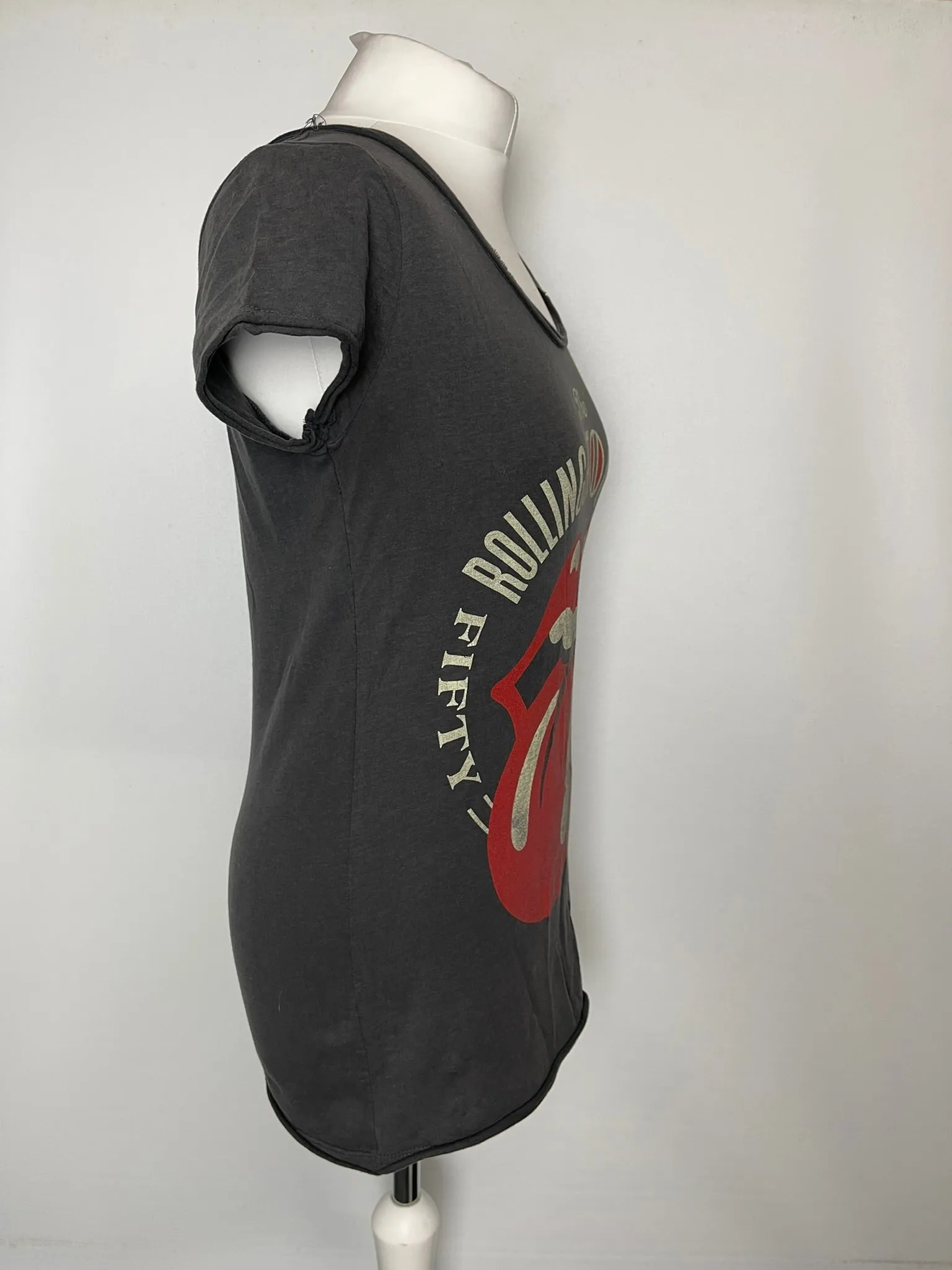 Amplified Grey Rolling Stones Top Large