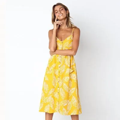Amy Fashion - Backless Sleeveless Striped Dot Print Solid Dress