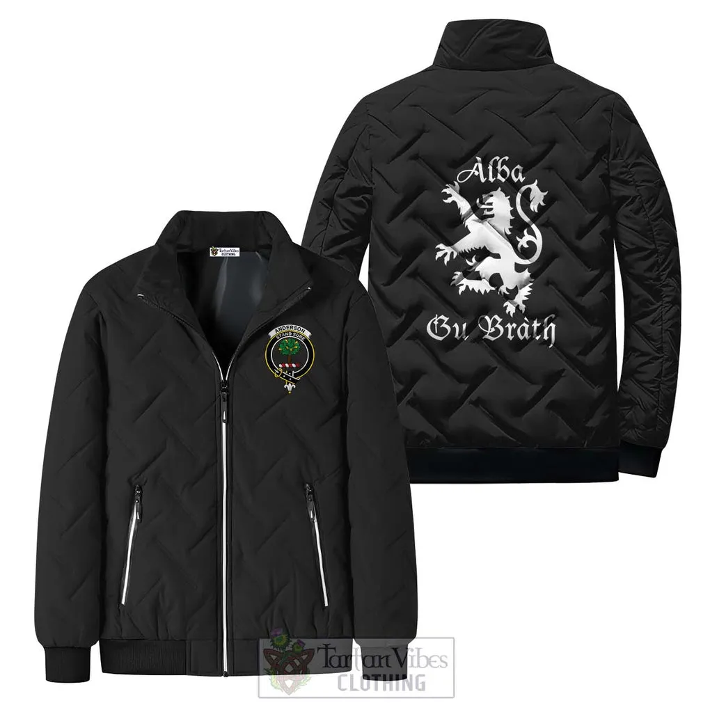 Anderson Family Crest Padded Cotton Jacket Lion Rampant Alba Gu Brath Style