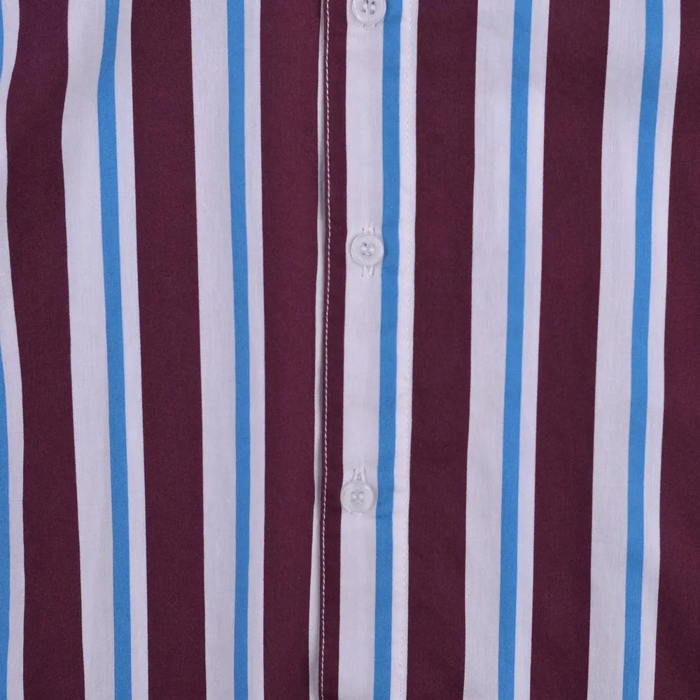 Andy Stripes Shirt Maroon Blue LS