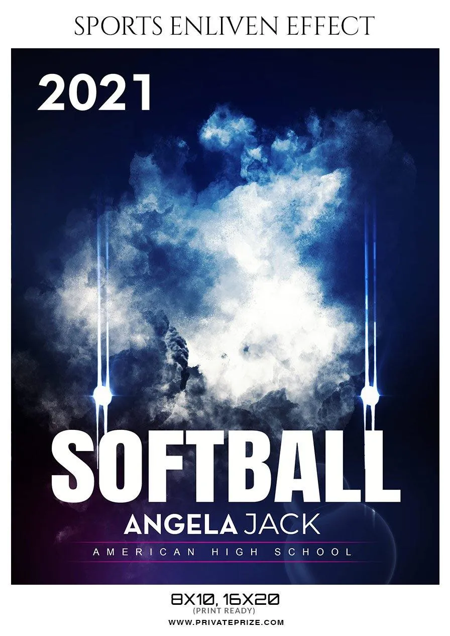 Angela jack - Softball Sports Enliven Effect Photography template
