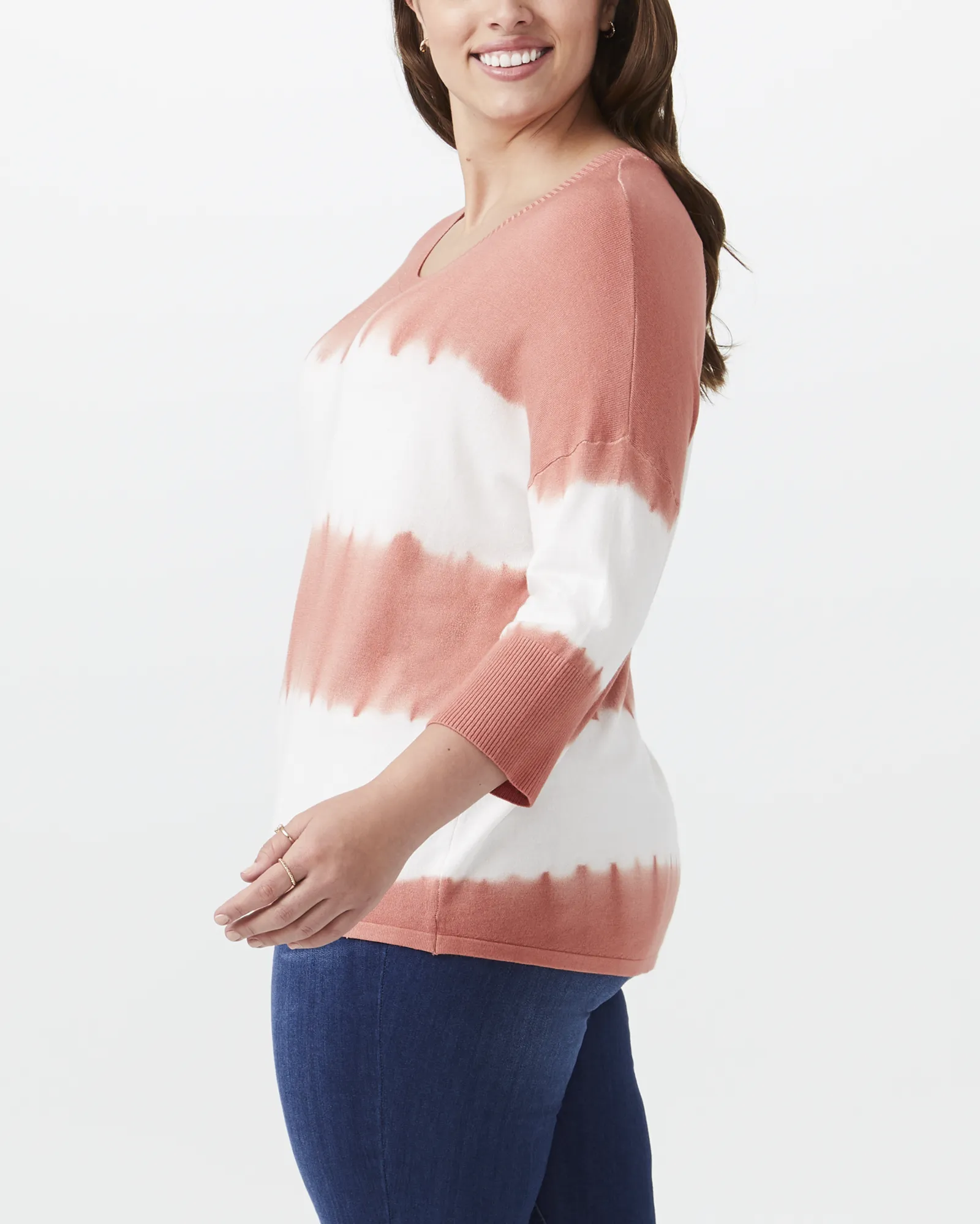 Angela Tie-Dye Sweater | Coral / White
