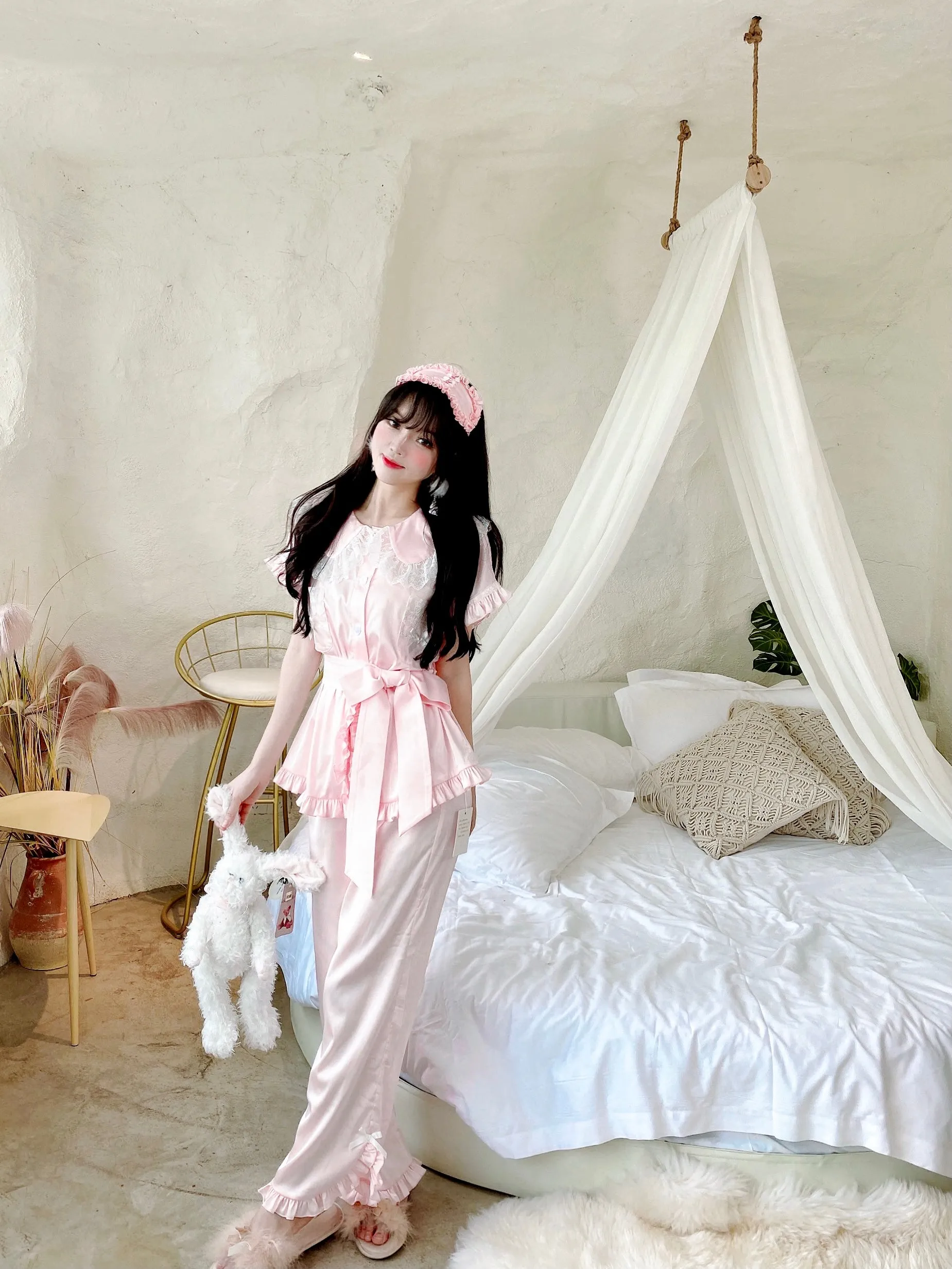 Angelic Rosé Satin Lounge wear set