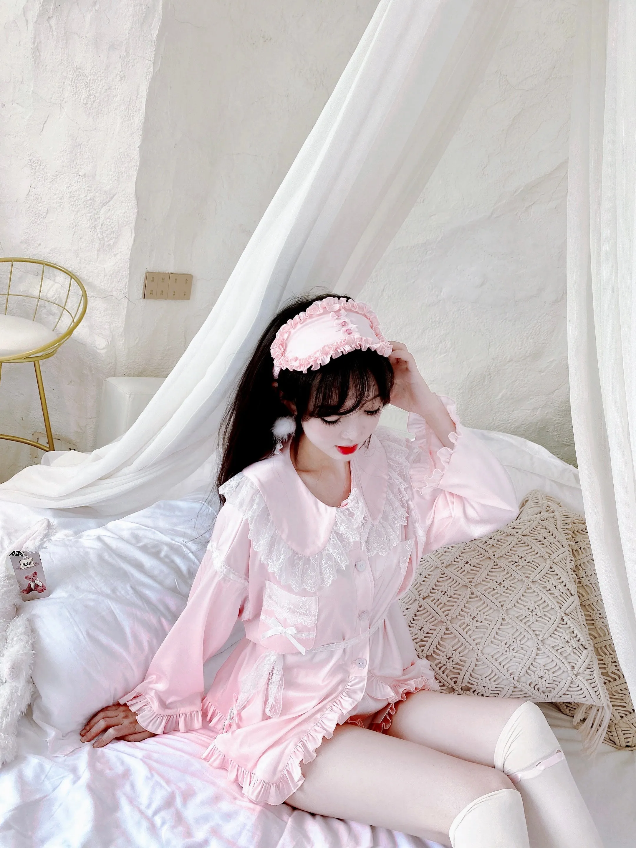 Angelic Rosé Satin Lounge wear set