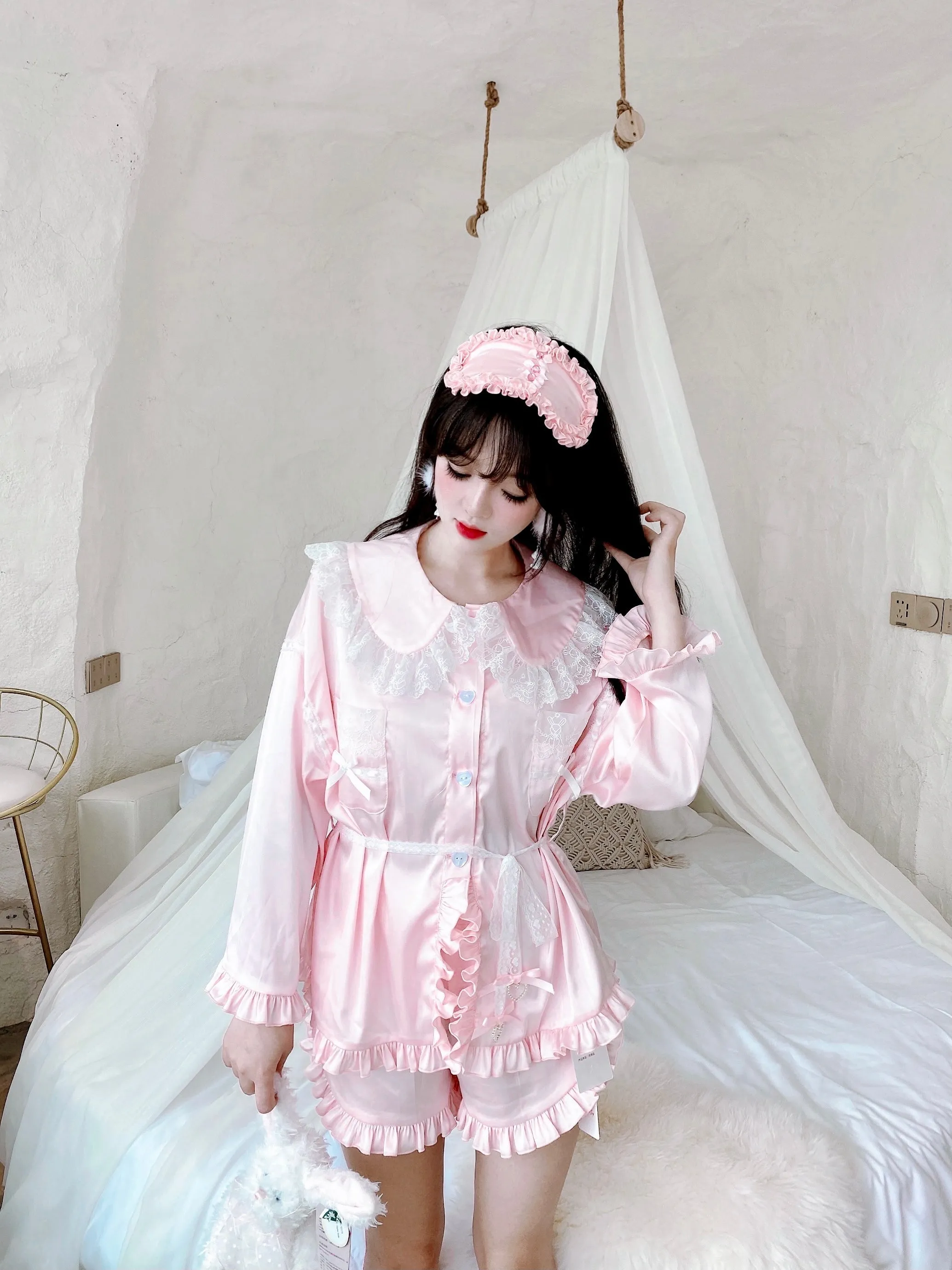 Angelic Rosé Satin Lounge wear set