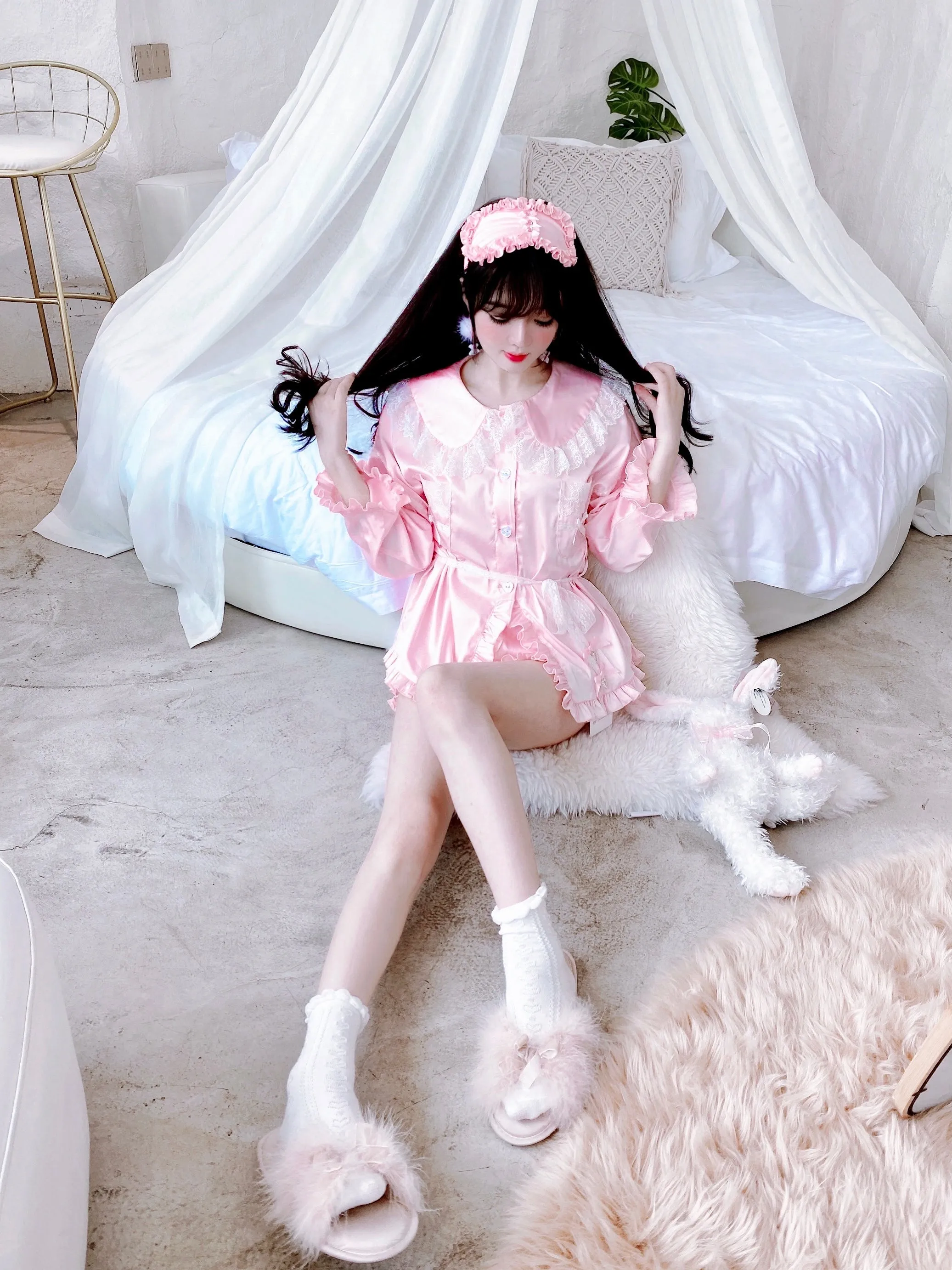 Angelic Rosé Satin Lounge wear set