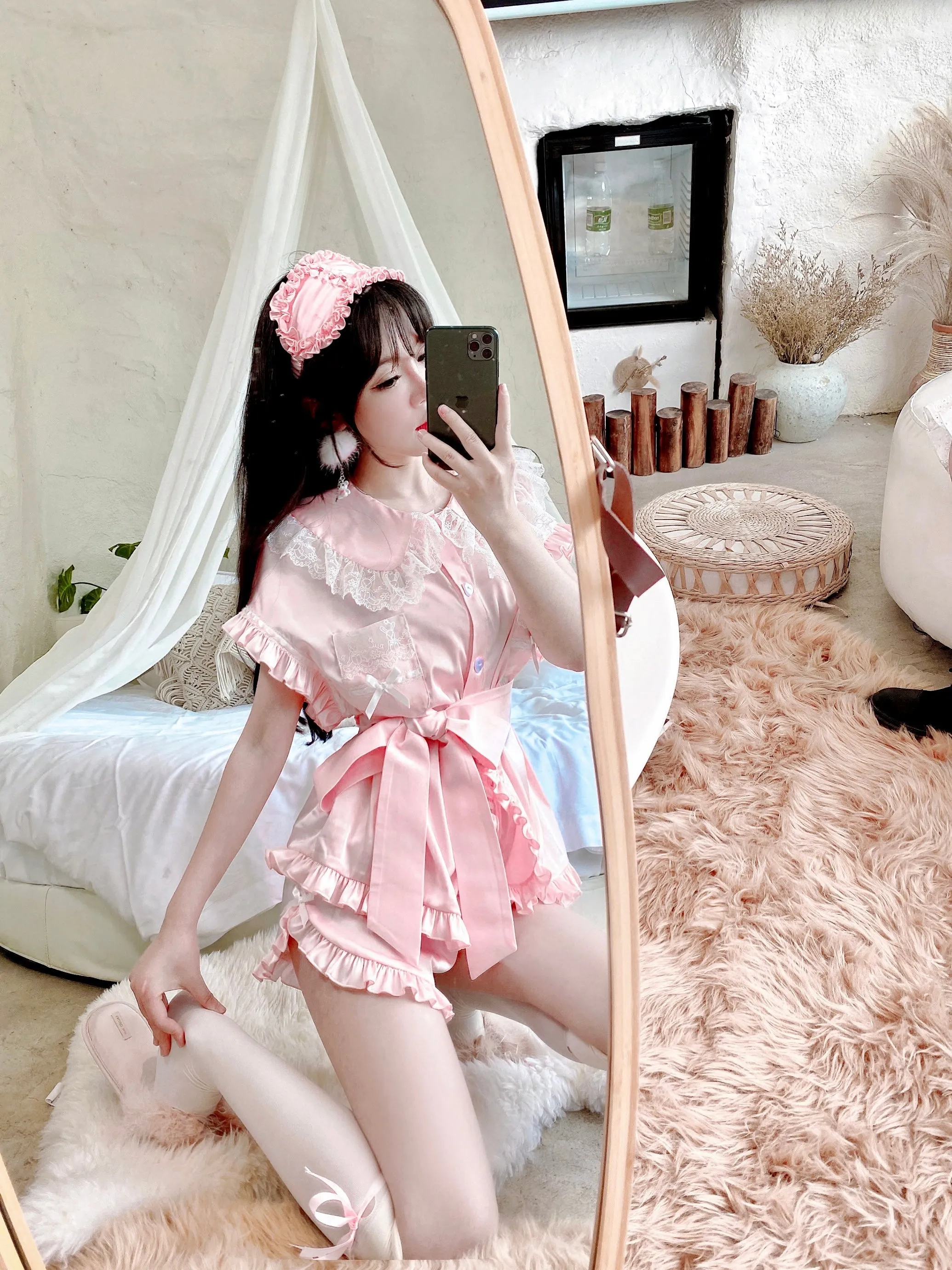 Angelic Rosé Satin Lounge wear set