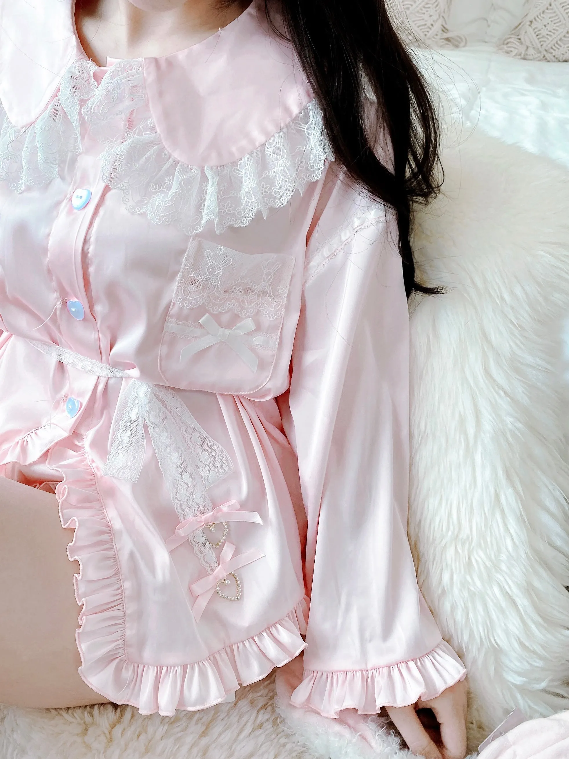 Angelic Rosé Satin Lounge wear set