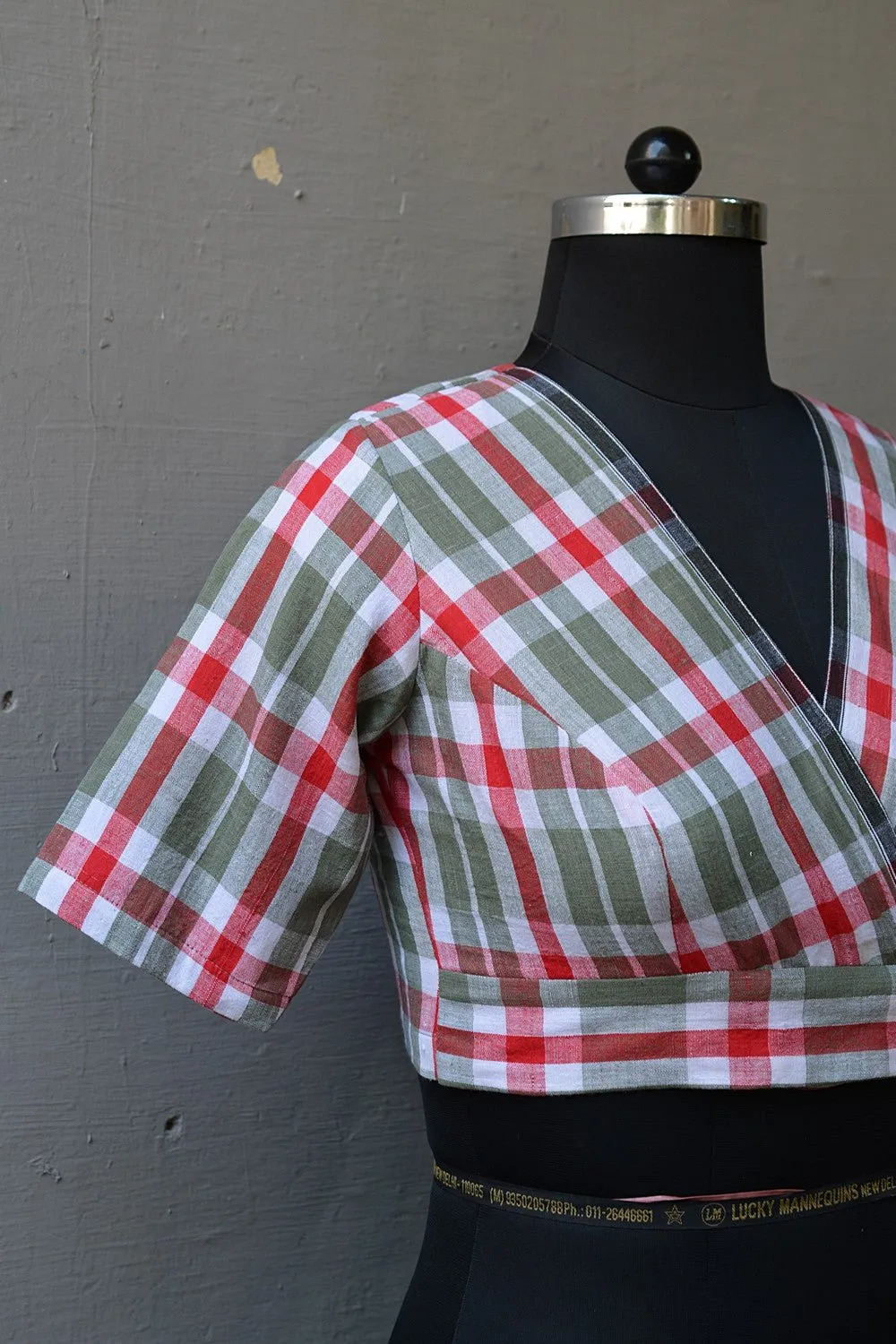 Angrakha Saree Blouse: Madras Checks