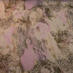 Animal Light Pink and Brown Printed Silk Chiffon Fabric