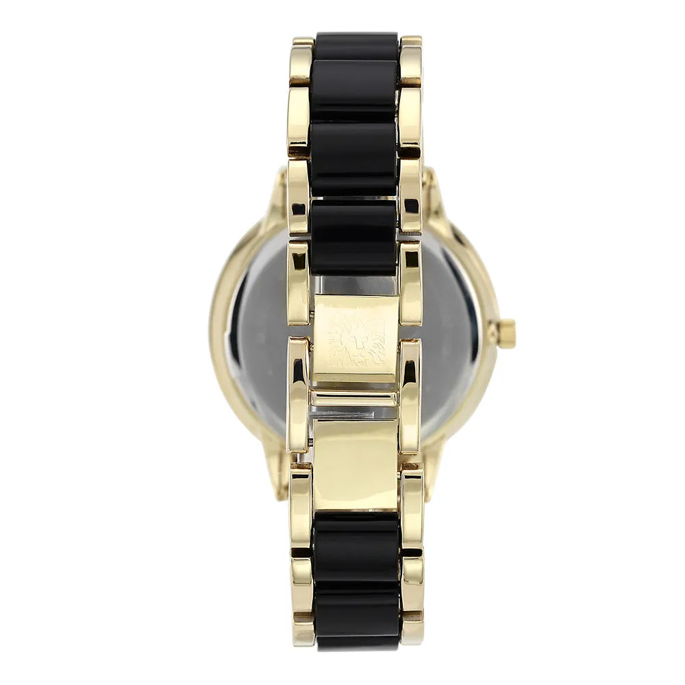 Anne Klein Two-Tone Stainless Steel Black Dial Women's Watch - AK1412BKGB