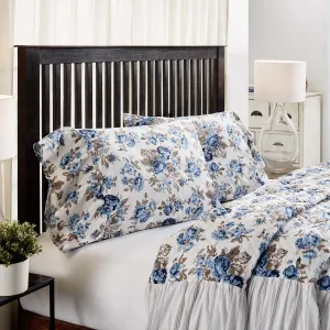 Annie Blue Floral Ruffled Standard Pillow Case Set of 2 21x26 8