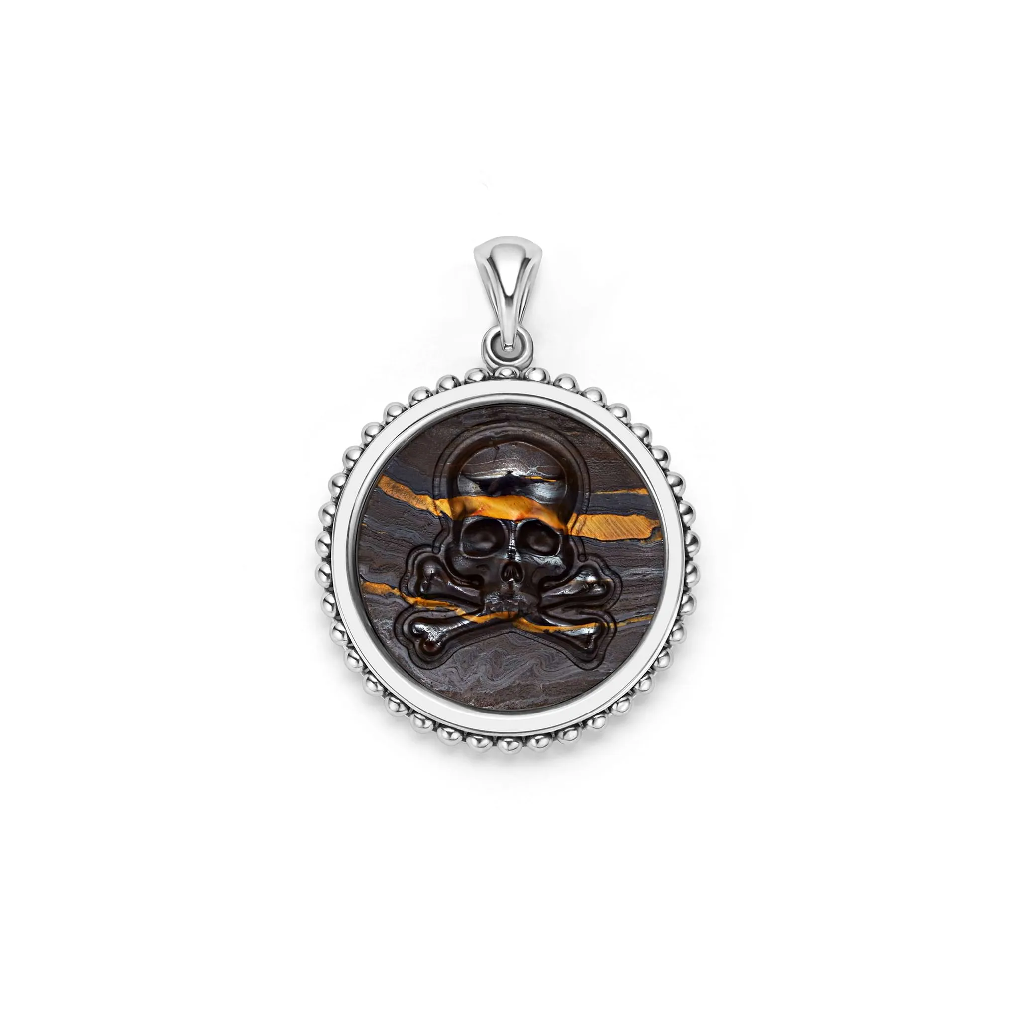 Anthem Tiger Iron Skull Crossbone Amulet