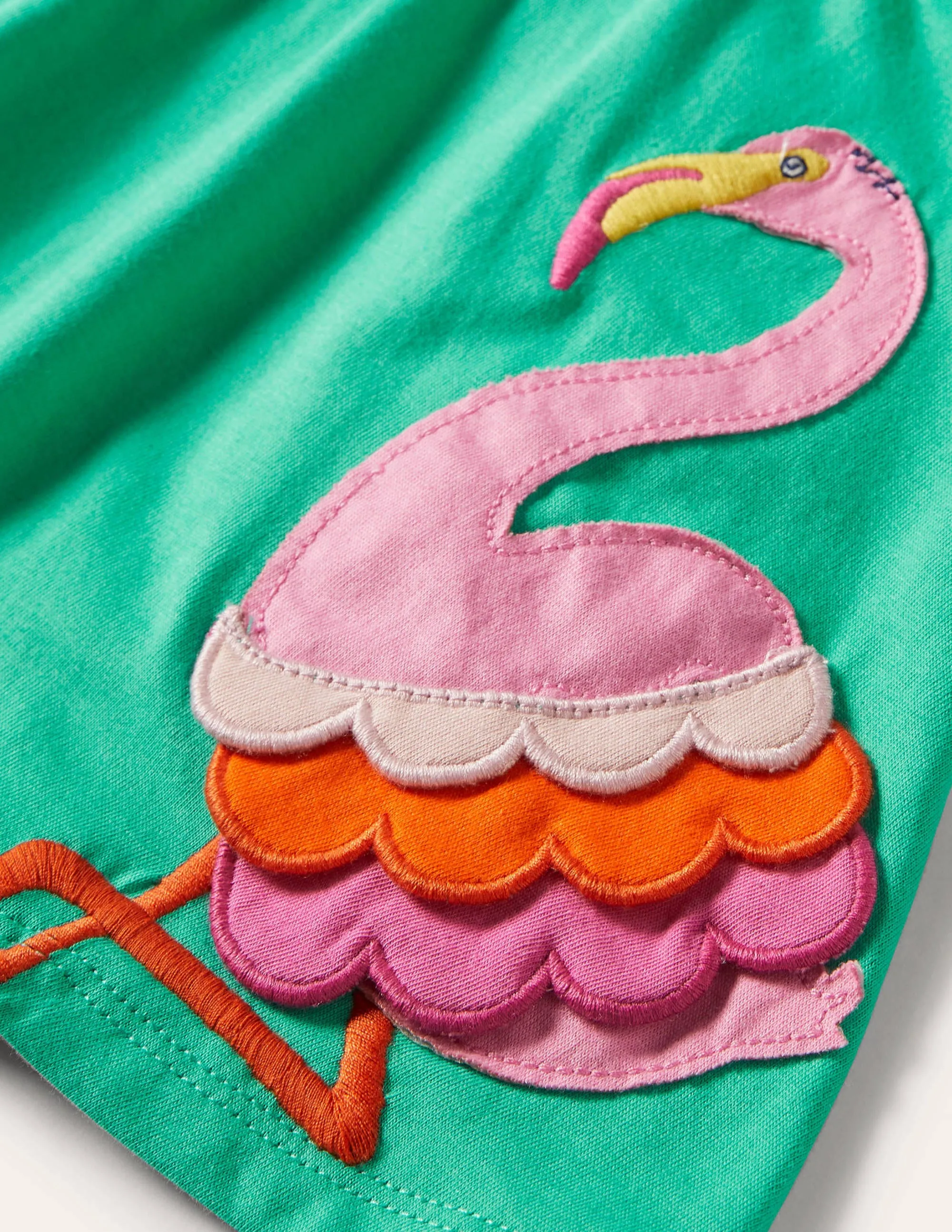 Appliqué Jersey Skort-Tropical Green Flamingo