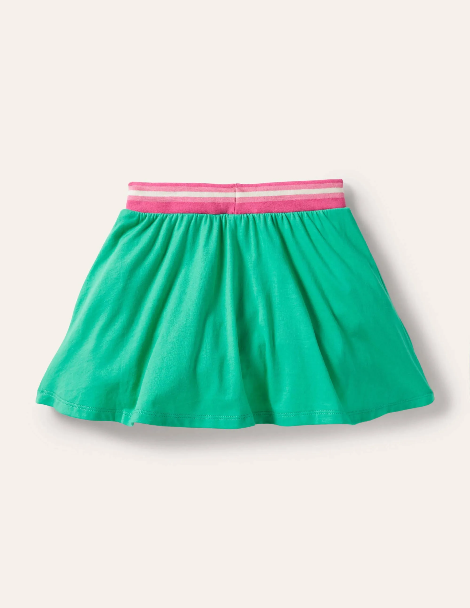 Appliqué Jersey Skort-Tropical Green Flamingo