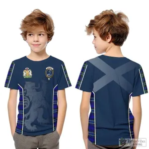 Arbuthnot Modern Tartan Kid T-Shirt with Family Crest and Lion Rampant Vibes Sport Style