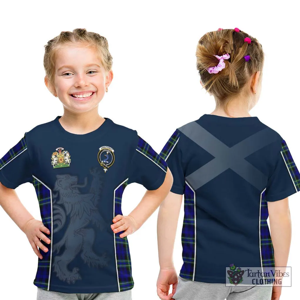 Arbuthnot Modern Tartan Kid T-Shirt with Family Crest and Lion Rampant Vibes Sport Style