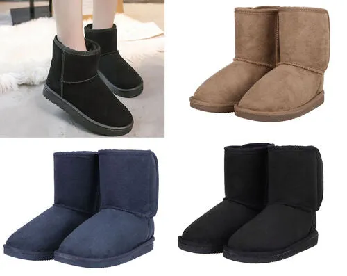 Arctic Paw - Girls Boots Suede Faux Fur Sherpa Lined (Hook and Loop)